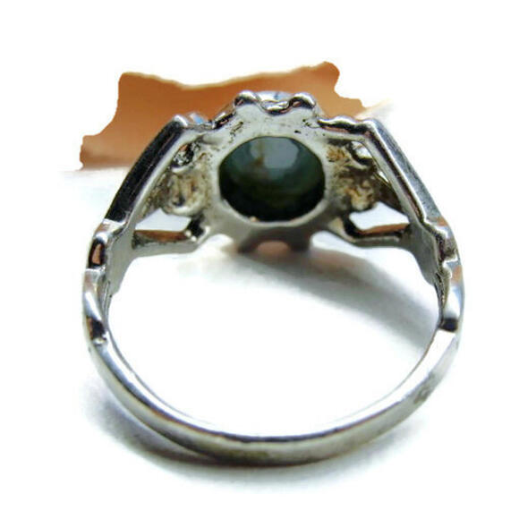 sz 6 3/4 Simulated Turquoise Women Ring Sterling Silver 925 Patina - Picture 6 of 12